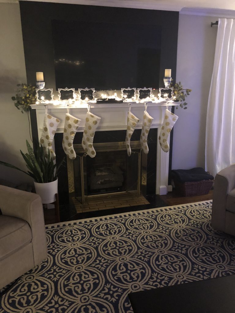 Holiday Mantel with Snake Plant and Faux Branches